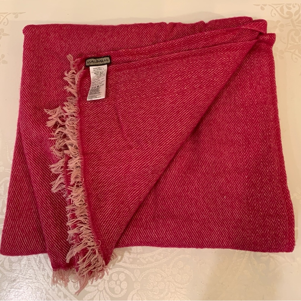 MALIPARMI Luxury Pink Herringbone Fringe Scarf/Wrap